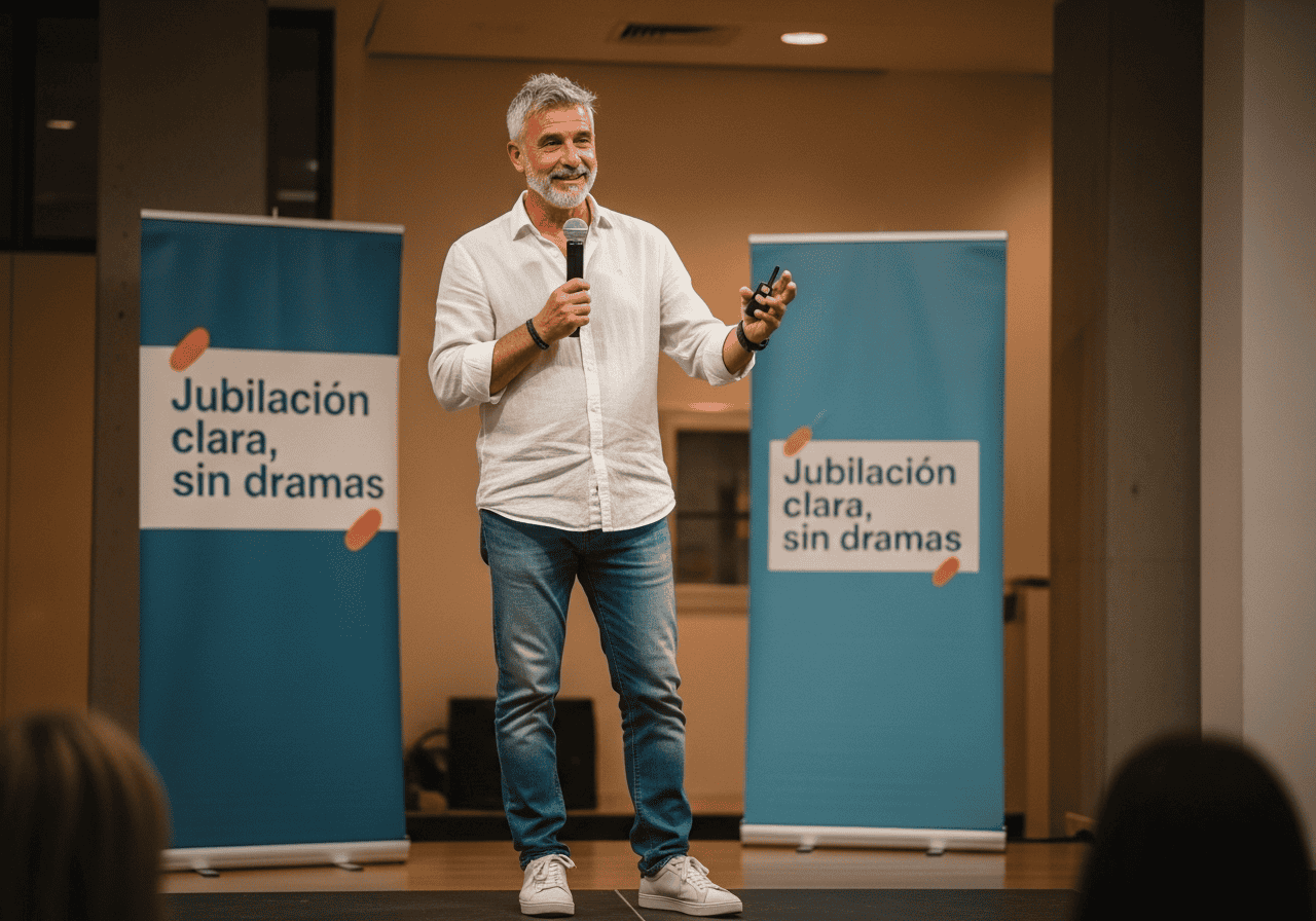 Pepe hablando ante el público